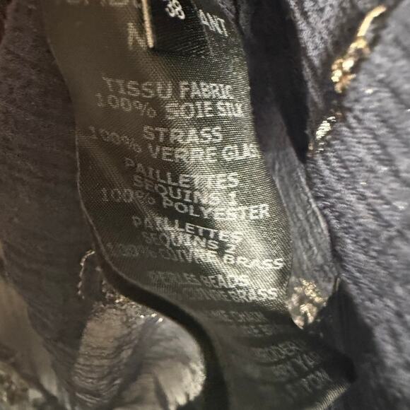 Isabel Marant Midnight Blue Embellished Sheer Silk Long Sleeve Blouse Size 6 - Picture 11 of 13